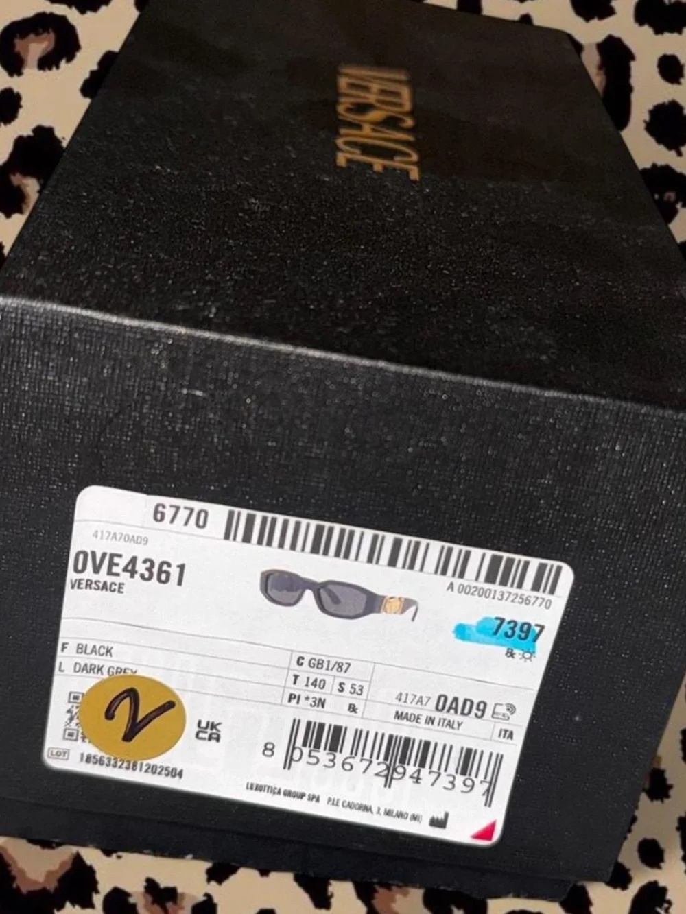 Versace Black Gloss Cat-Eye Sunglasses VE3641